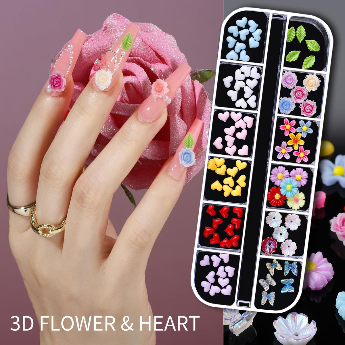 Teenitor pearls and size range displayed to show versatile nail placement