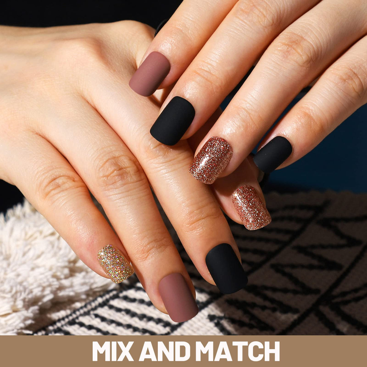 Teenitor nails on model hand showing size range and real scale