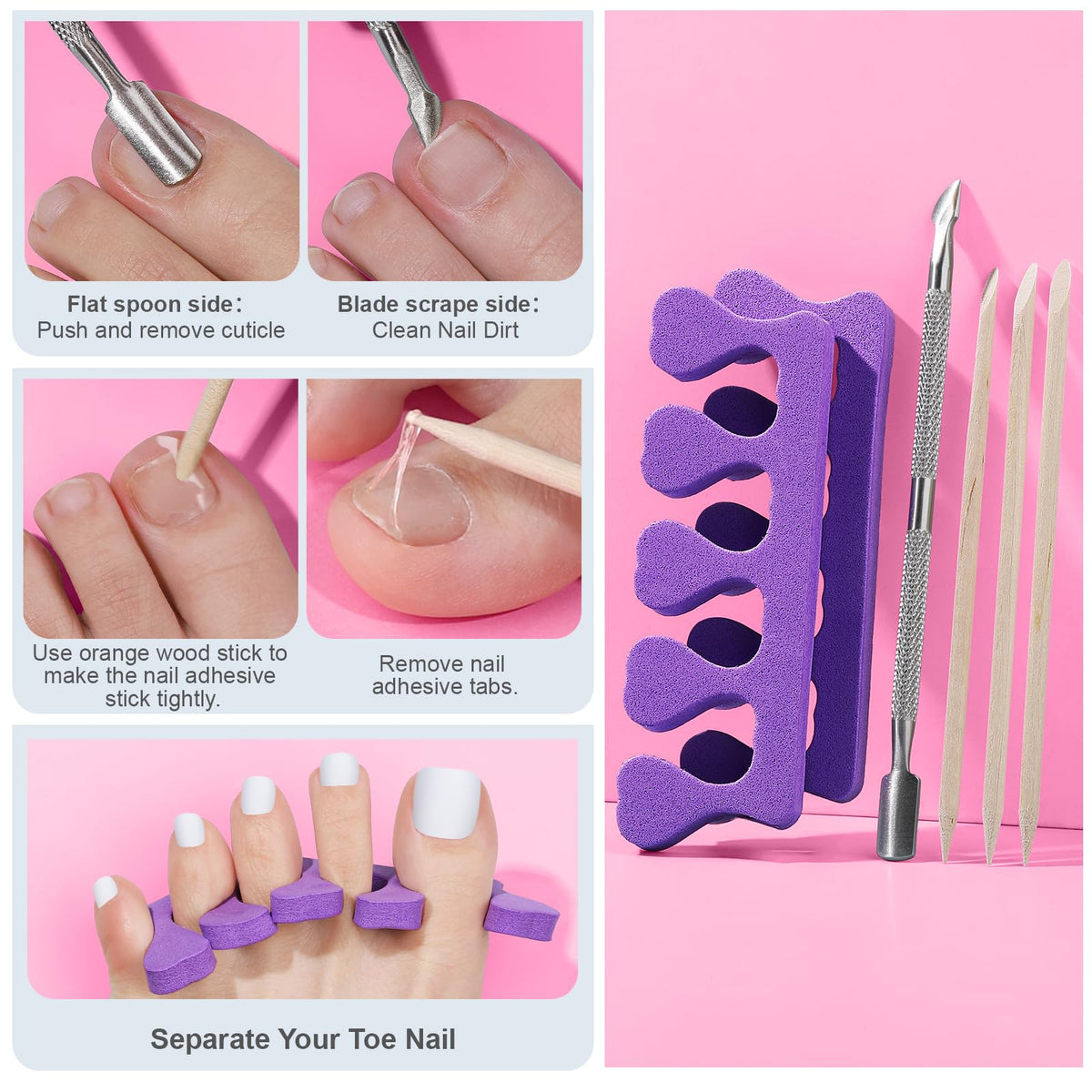 Teenitor toe separator and application scene preventing smudges during fitting