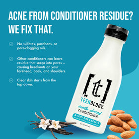 Teenology back label with ingredients and directions for skin-friendly use