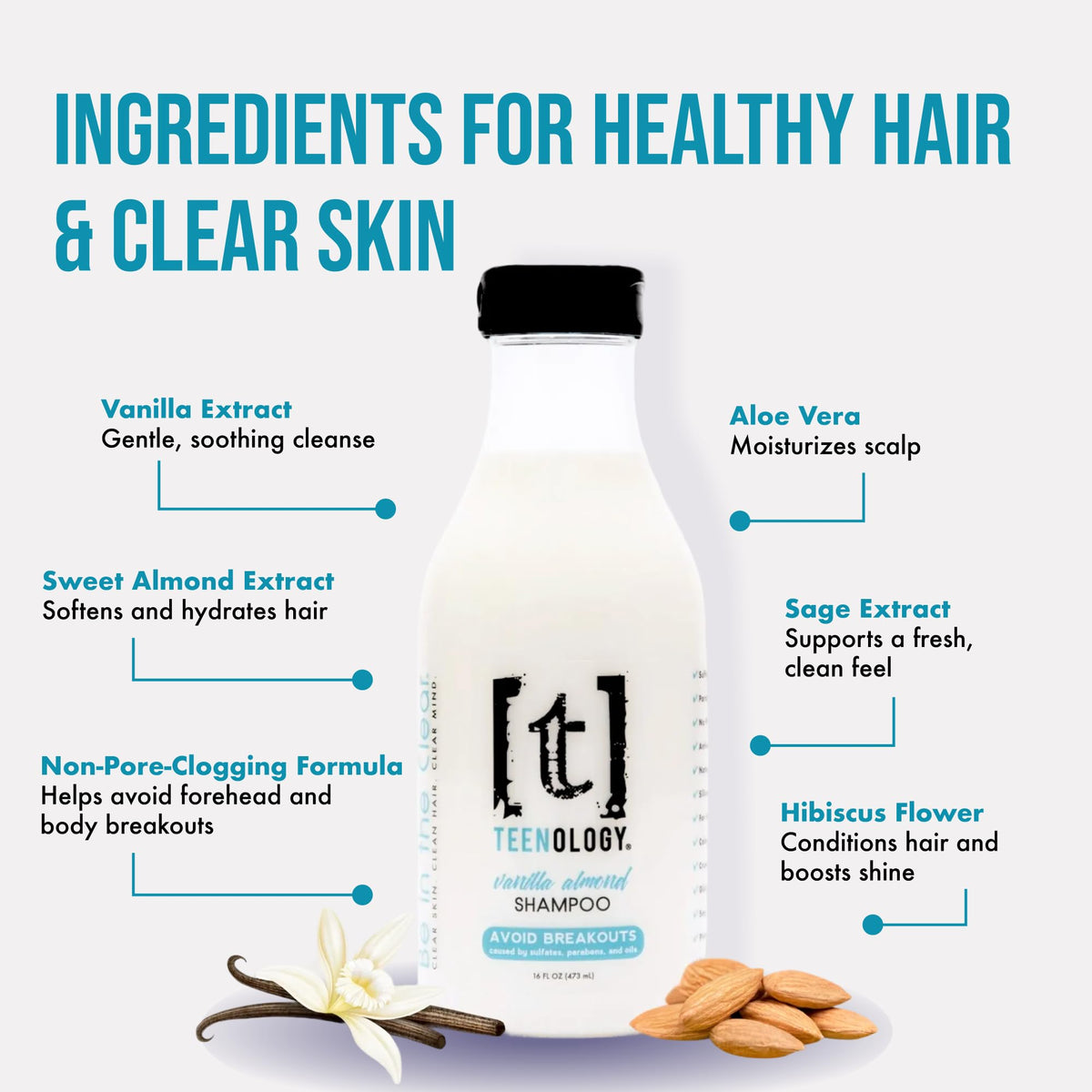 Teenology label close-up highlighting botanical ingredients