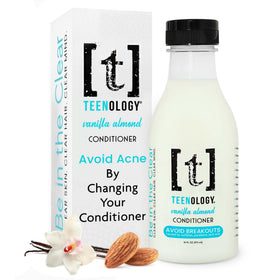Teenology front packaging showing vanilla almond scent and clear-skin benefit