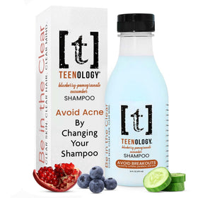 Teenology front packaging showing bottle and scent, promotes clear-skin benefit