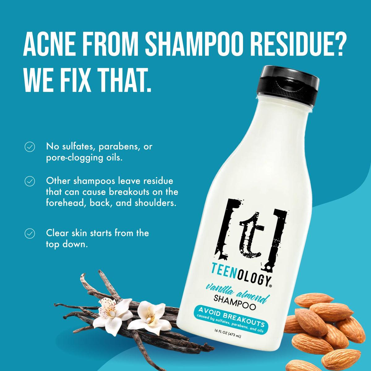 Teenology shampoo texture pouring to show gentle lather