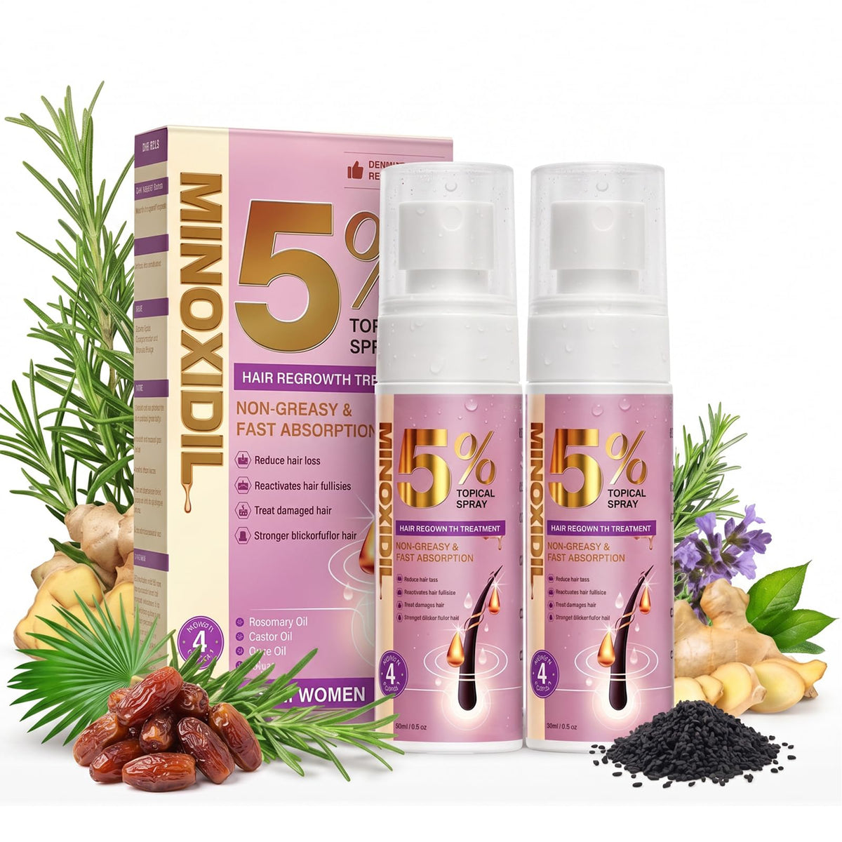TEHAYSH front view of both 60ml bottles showing package benefit