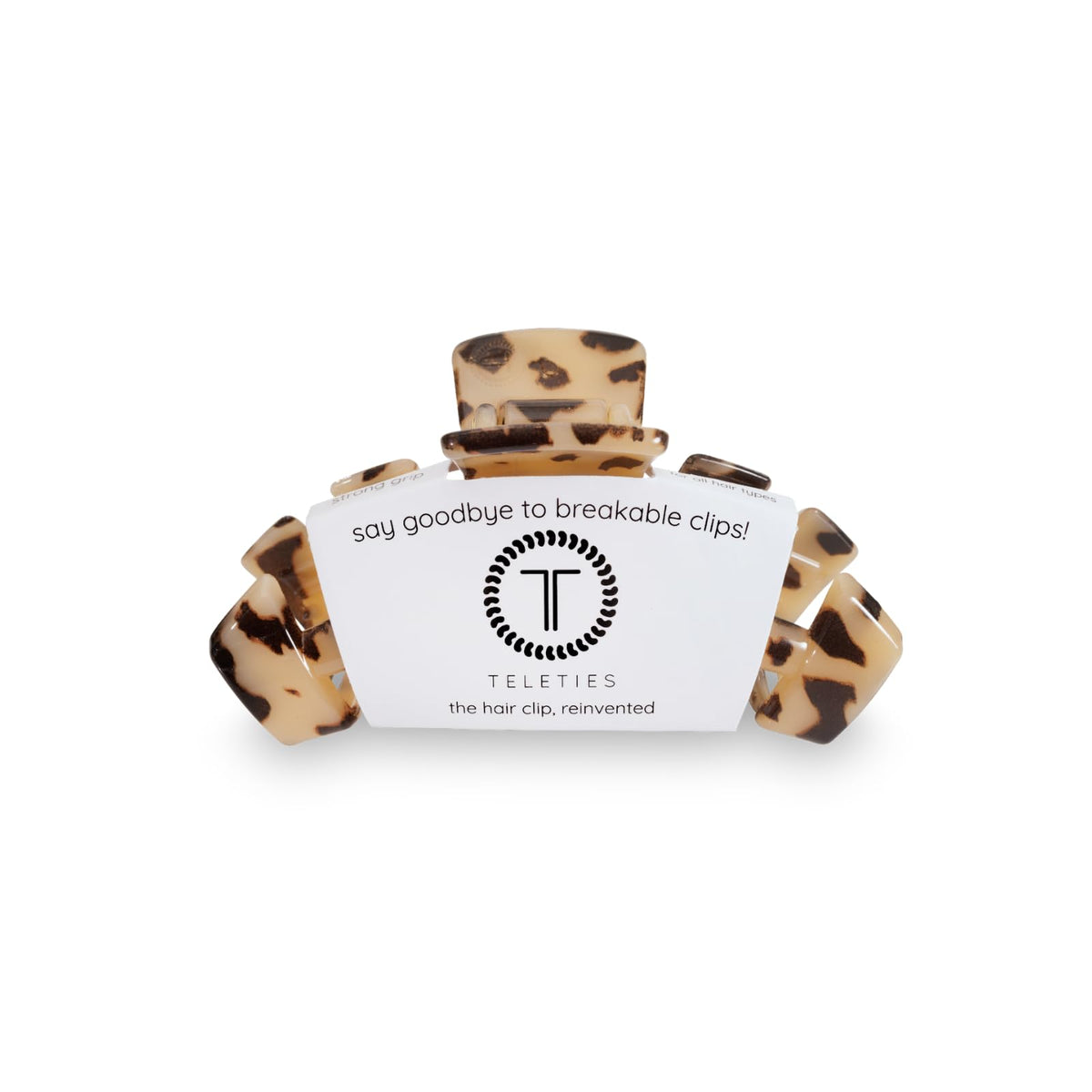 TELETIES Blonde Tortoise front view showing sleek design and reliable hold