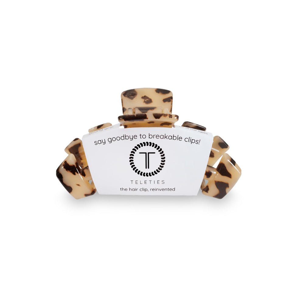 TELETIES Blonde Tortoise front view showing sleek design and reliable hold