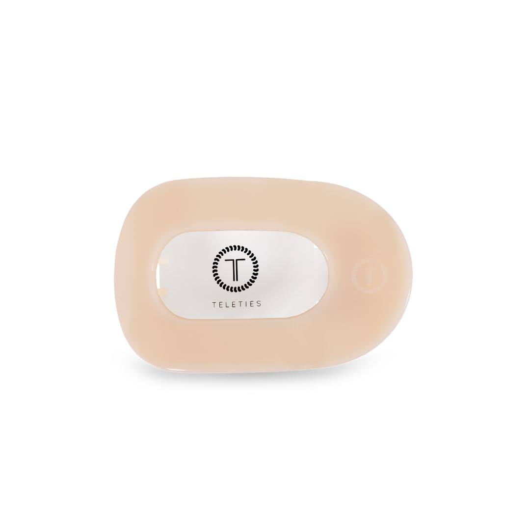 TELETIES front view almond beige clip showing flat curved profile and comfort