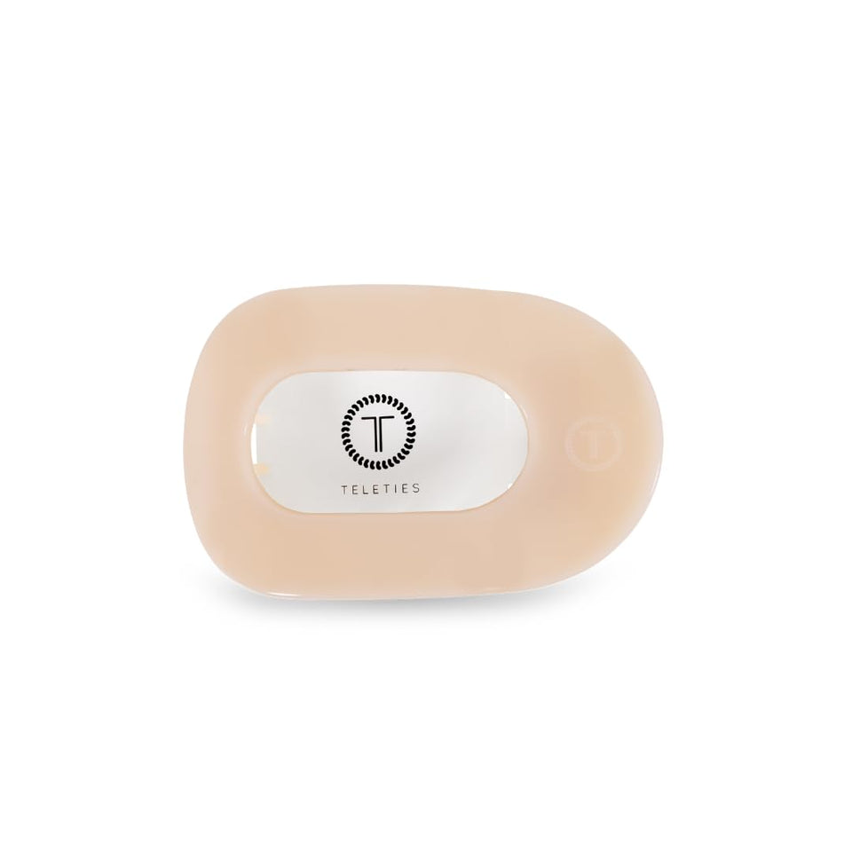 TELETIES front view almond beige clip showing flat curved profile and comfort