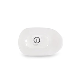 TELETIES flat round clip front view showing clean coconut white finish and strong grip