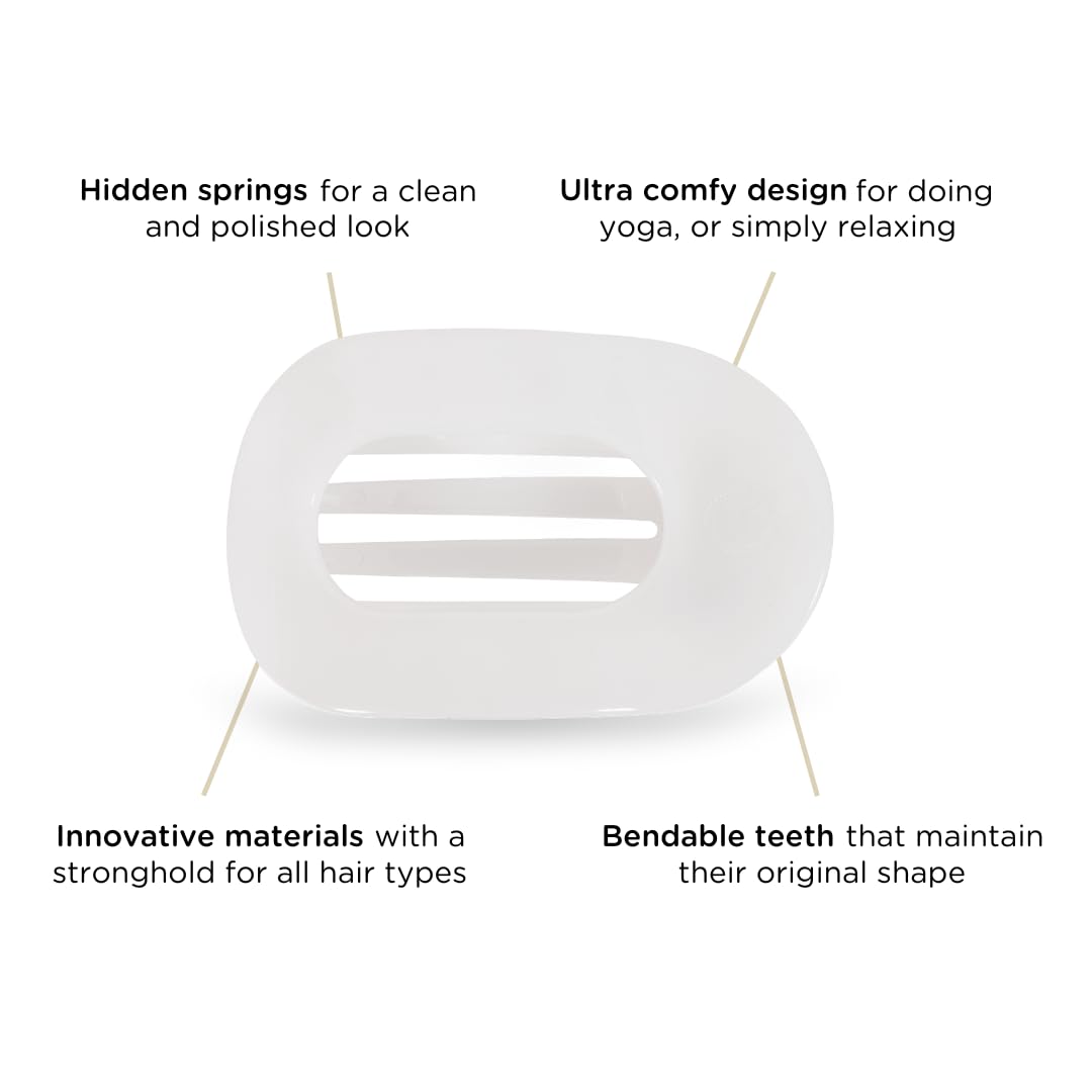 TELETIES clip securing medium-thick hair in a half-up style for no-slip hold
