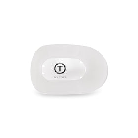 Teleties flat round clip front view showing sleek coconut white finish and durable hold
