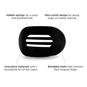 TELETIES clip securing thick hair in a low bun for reliable no-slip control