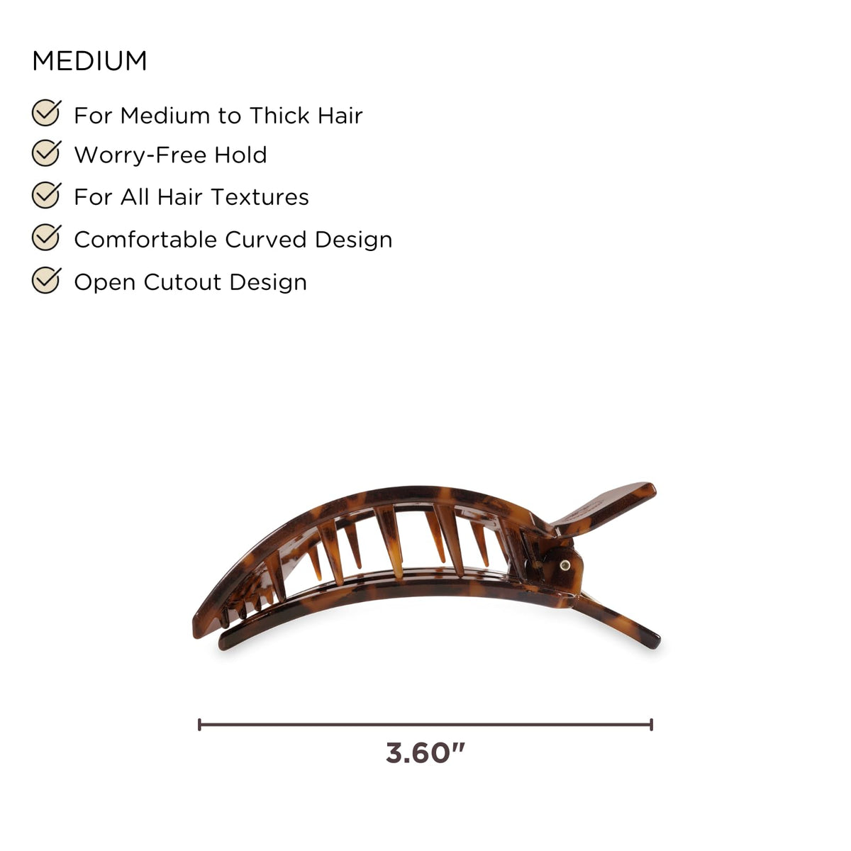 TELETIES side profile clip in hair demonstrating comfortable curved fit