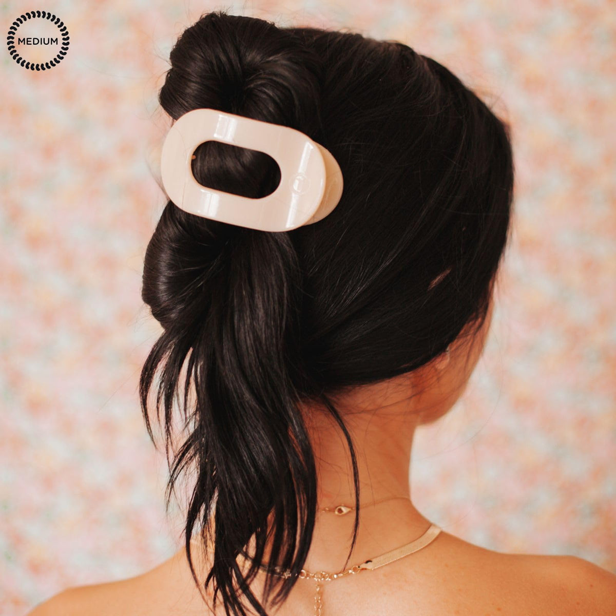 TELETIES in hair medium updo demonstration showing secure no-slip hold
