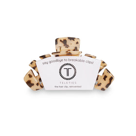 TELETIES large clip front view showing blonde tortoise finish and polished look for versatile styling