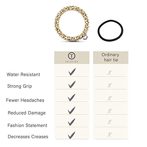 TELETIES worn in ponytail demonstrating secure hold and no-crease benefit
