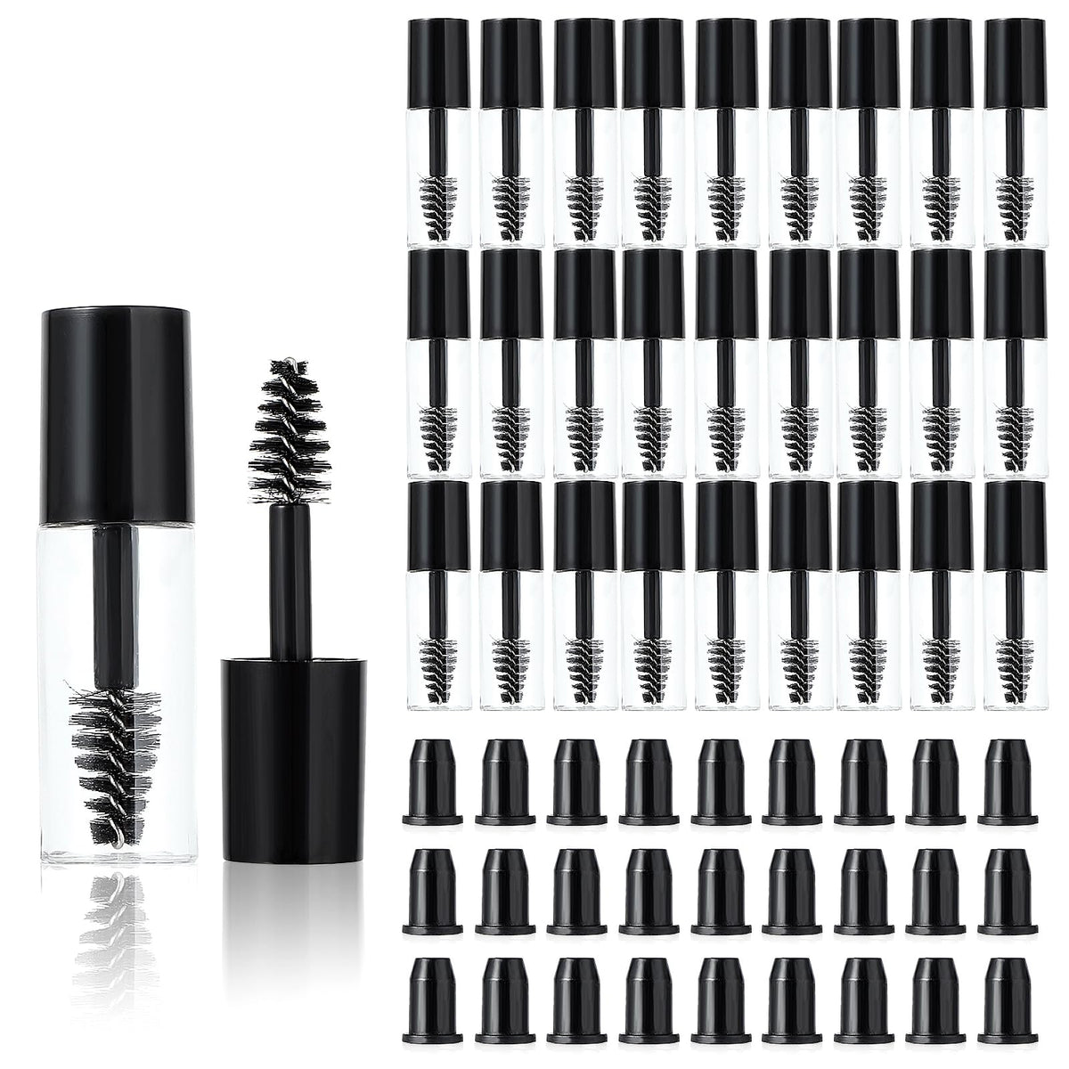Telooco front view of black mascara tubes showing compact travel-ready benefit