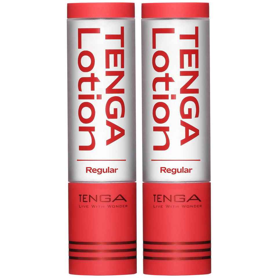 TENGA front view of two red lotion bottles showing product and quantity benefit