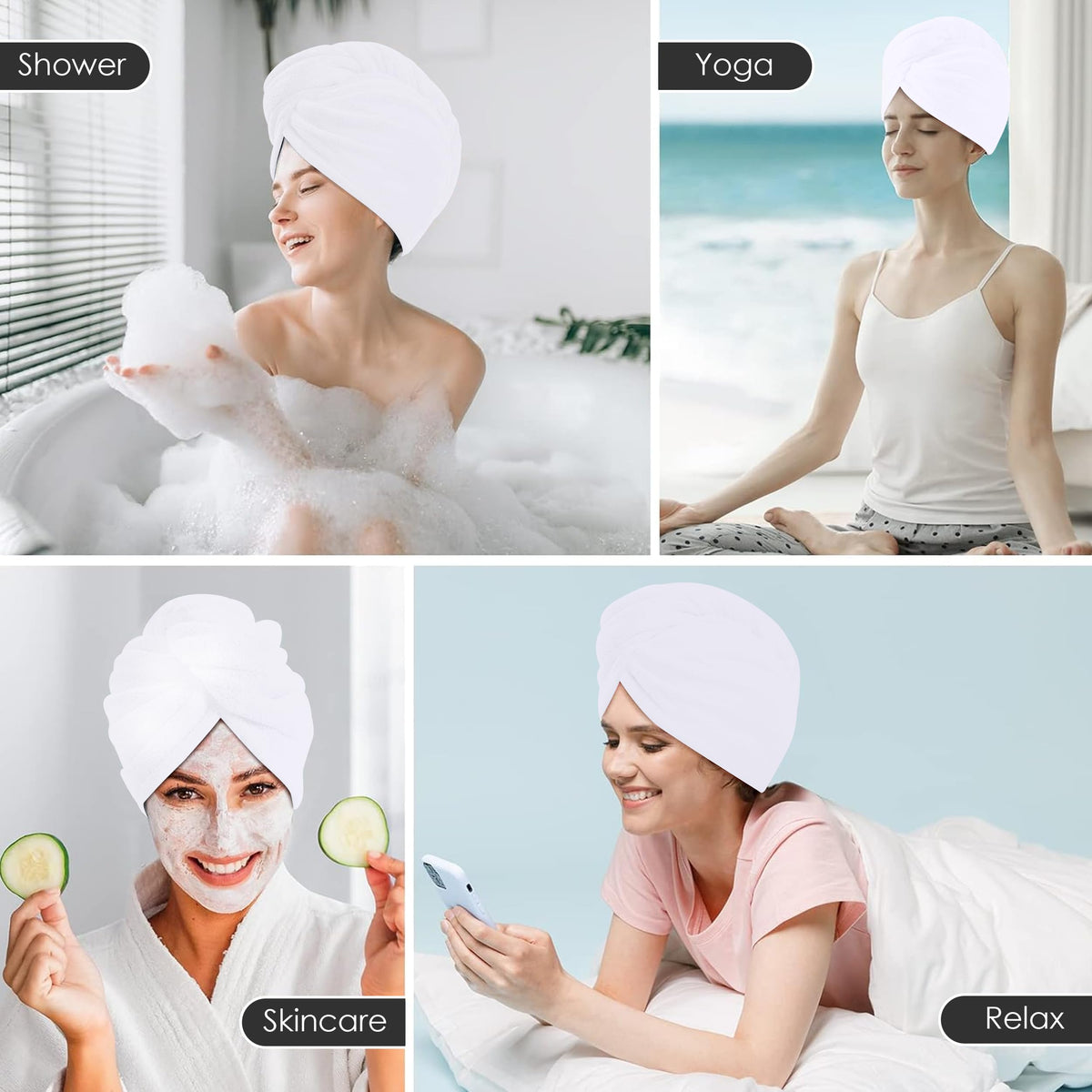 TENSTARS five towel wraps stacked to illustrate value pack convenience