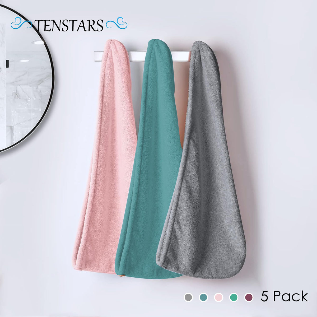 TENSTARS folded stack of five wraps for travel showing compact packing benefit easy to carry