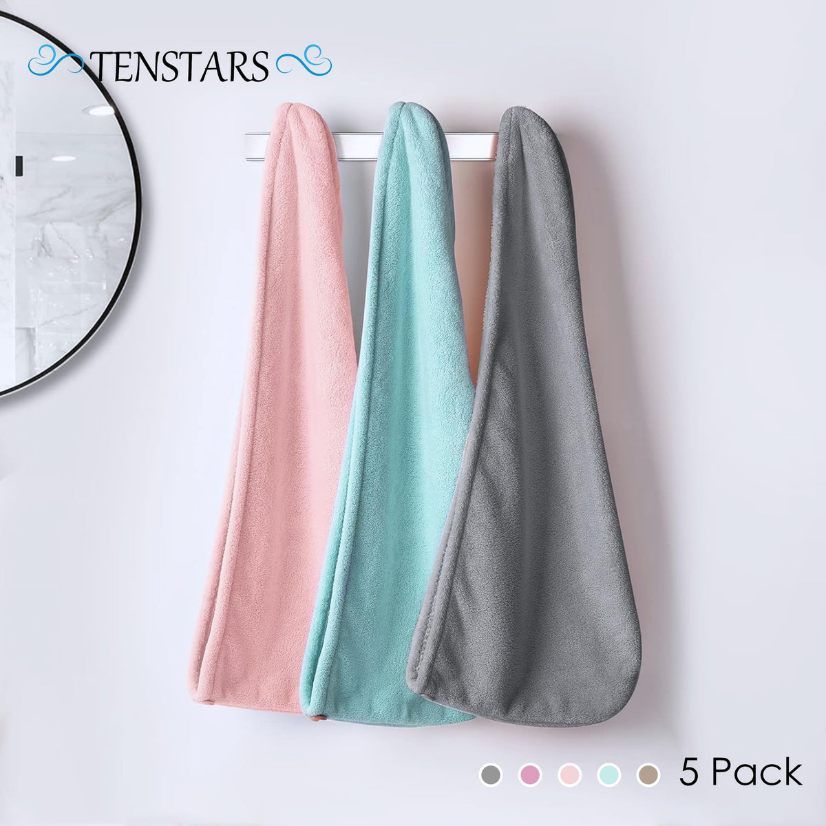 TENSTARS folded stack of five wraps ready for travel offering lightweight packable convenience