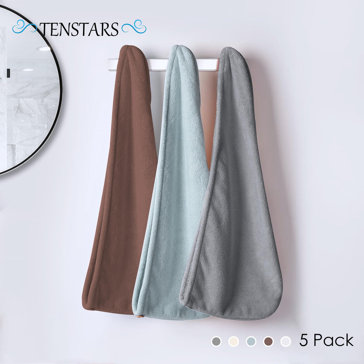 TENSTARS neatly folded stack displaying colors and organized storage convenience