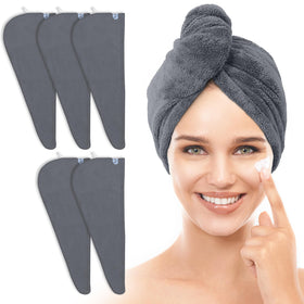 TENSTARS front view of five dark grey towels showing value and neutral color