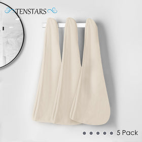 TENSTARS woman wrapping hair with turban showing hands-free drying and comfortable hold benefit