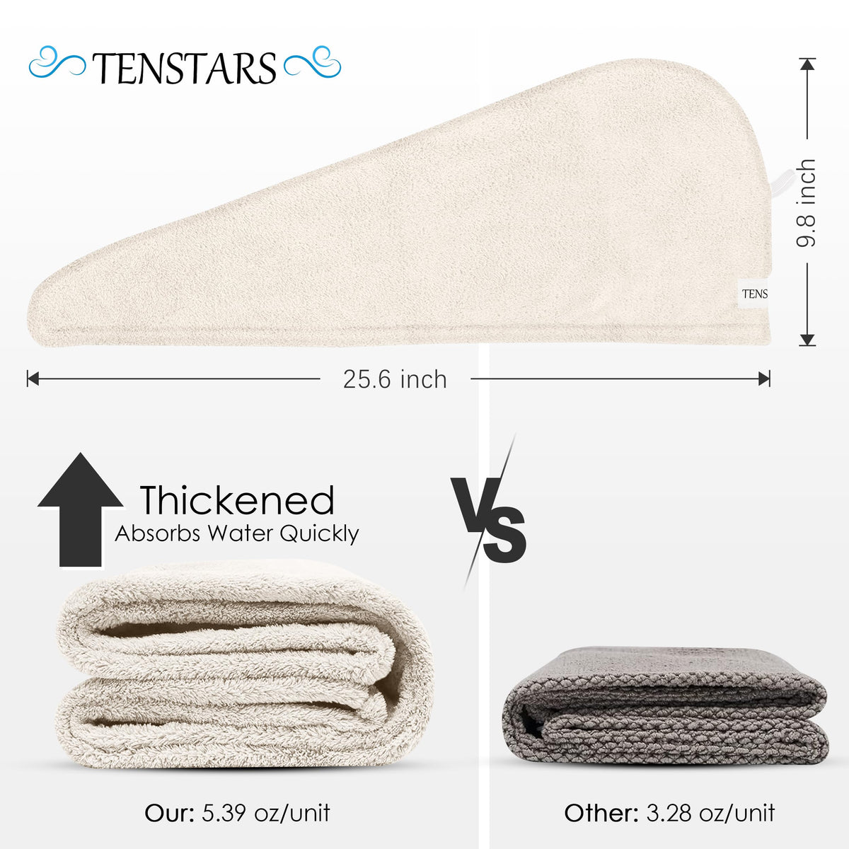 TENSTARS folded towel in travel bag demonstrating compactness and portability benefit