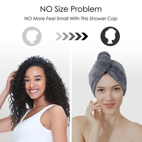 TENSTARS towel wrapped on woman drying hair hands-free during morning routine