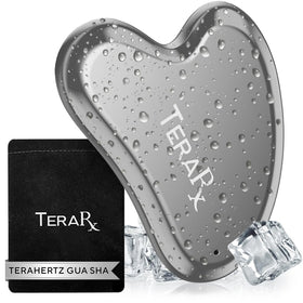 TeraRX heart-shaped gua sha front view showing elegant polish and ergonomic shape for sculpting