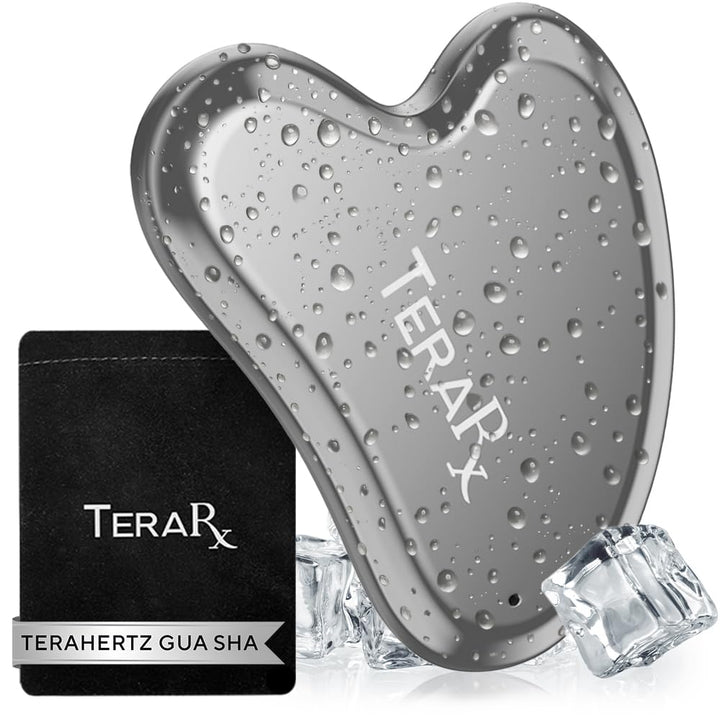 TeraRX heart-shaped gua sha front view showing elegant polish and ergonomic shape for sculpting