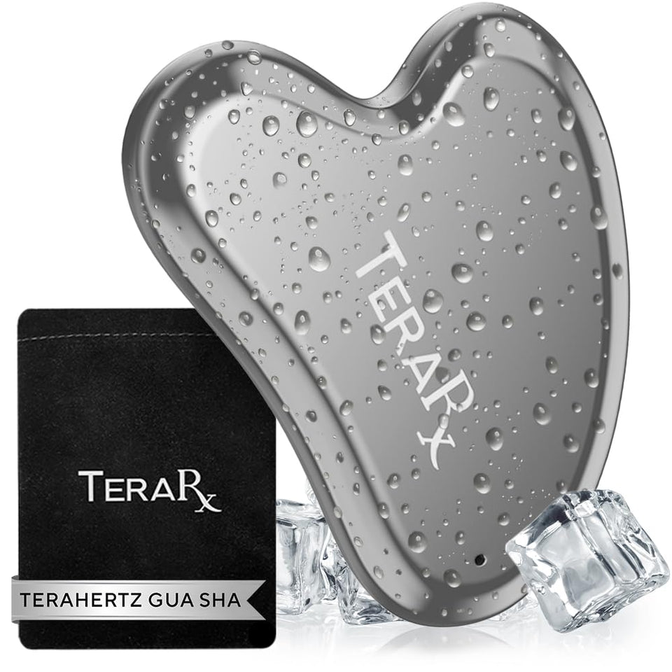 TeraRX heart-shaped gua sha front view showing elegant polish and ergonomic shape for sculpting