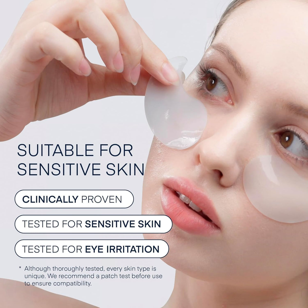 TEREZ & HONOR ingredients display with caffeine and hyaluronic acid for de-puffing and moisture