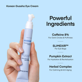 TEREZ & HONOR ingredient label highlighting caffeine and hyaluronic acid