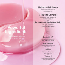 TEREZ & HONOR ingredients label closeup showing peptides and hyaluronic acid benefit: clean formulation