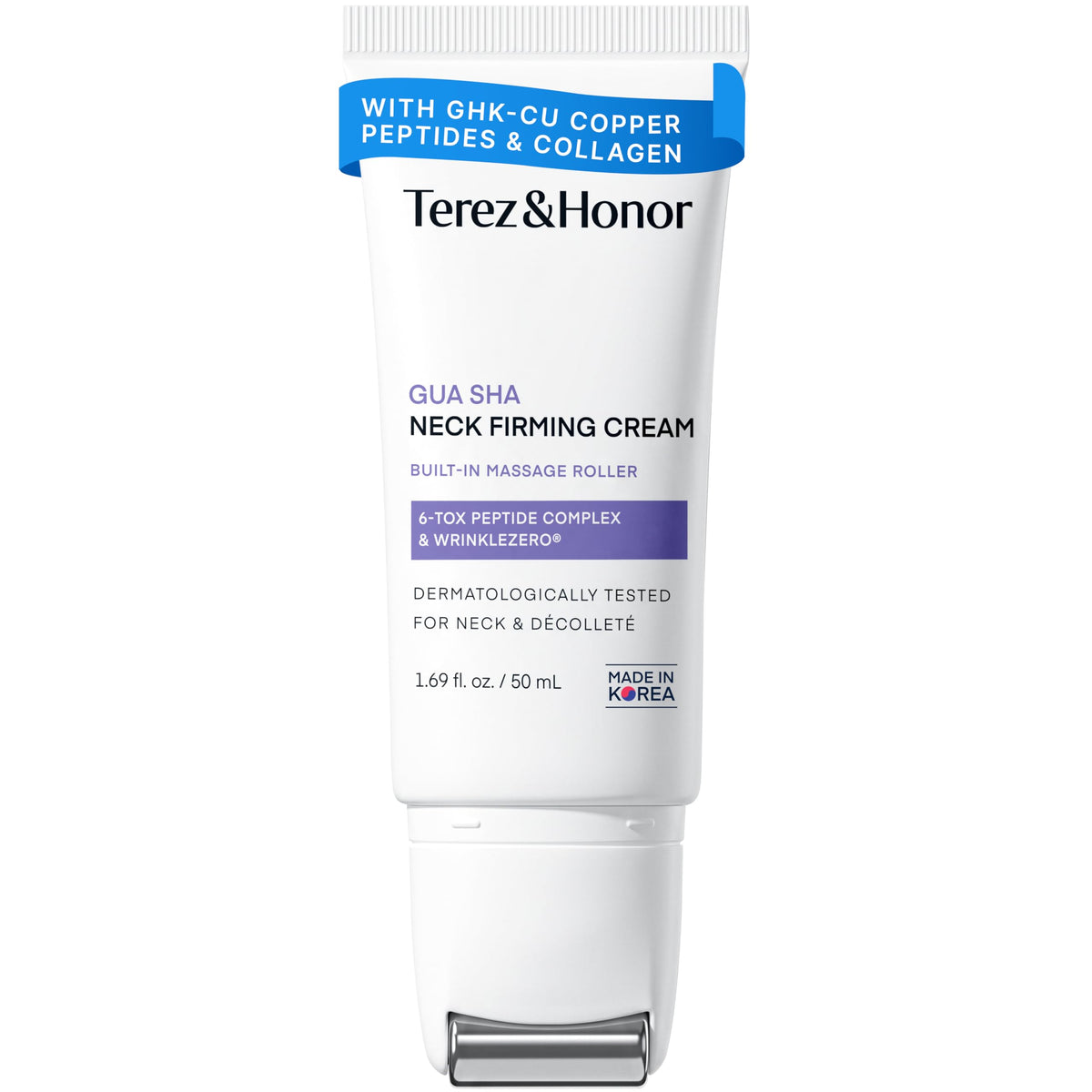 TEREZ & HONOR front packaging showing neck cream and benefits