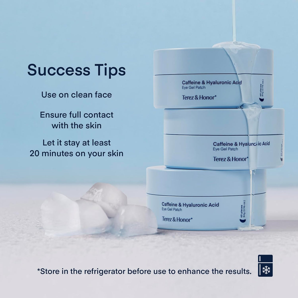 TEREZ & HONOR patches on bedside tray in a nighttime routine setting for soothing self-care