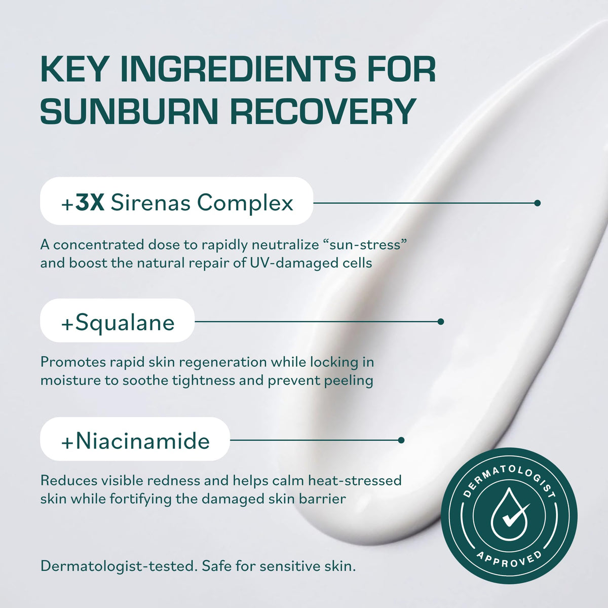 TERNS applying gel to face for soothing and calming sun-exposed skin
