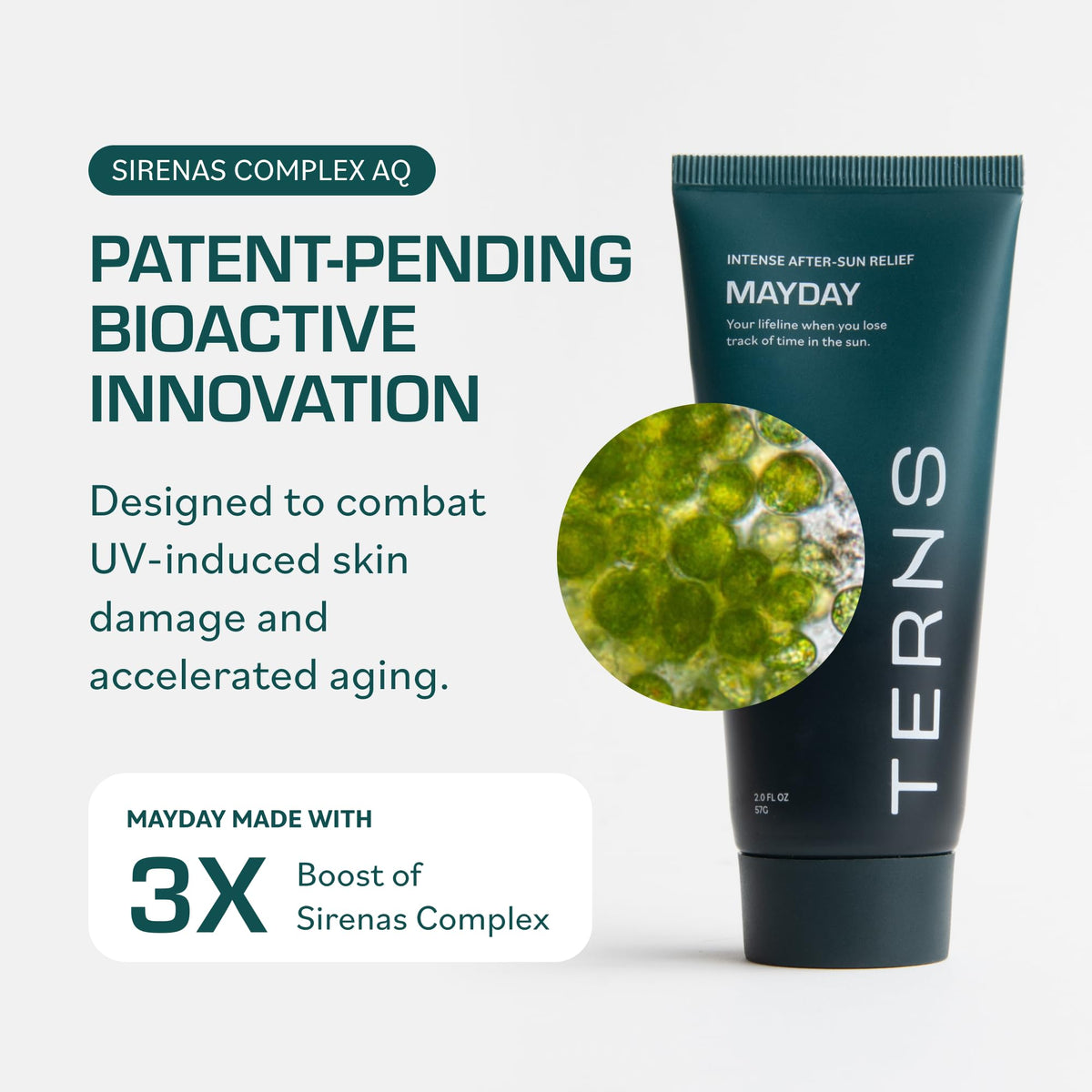 TERNS smoothing gel on shoulder to restore moisture and comfort