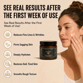 Terra Lotus balm being warmed on hands for easy application and hydration benefit