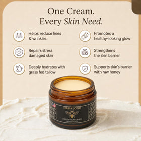 Terra Lotus balm being applied to hands showing quick absorption benefit