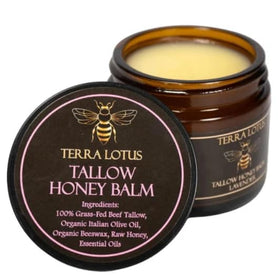 Terra Lotus front jar lavender label showing natural ingredients and brand benefit