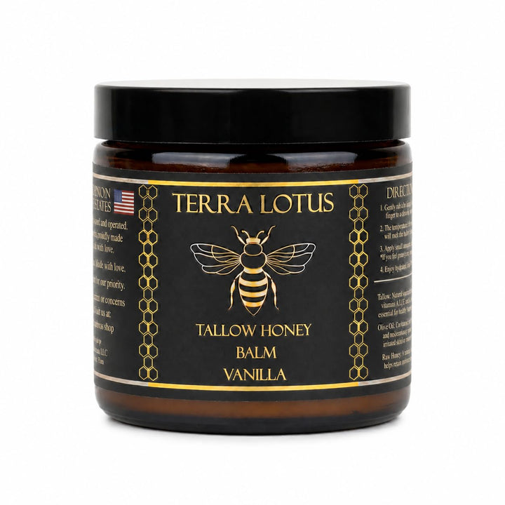 Terra Lotus front jar with vanilla label, shows clean natural moisturizer benefits