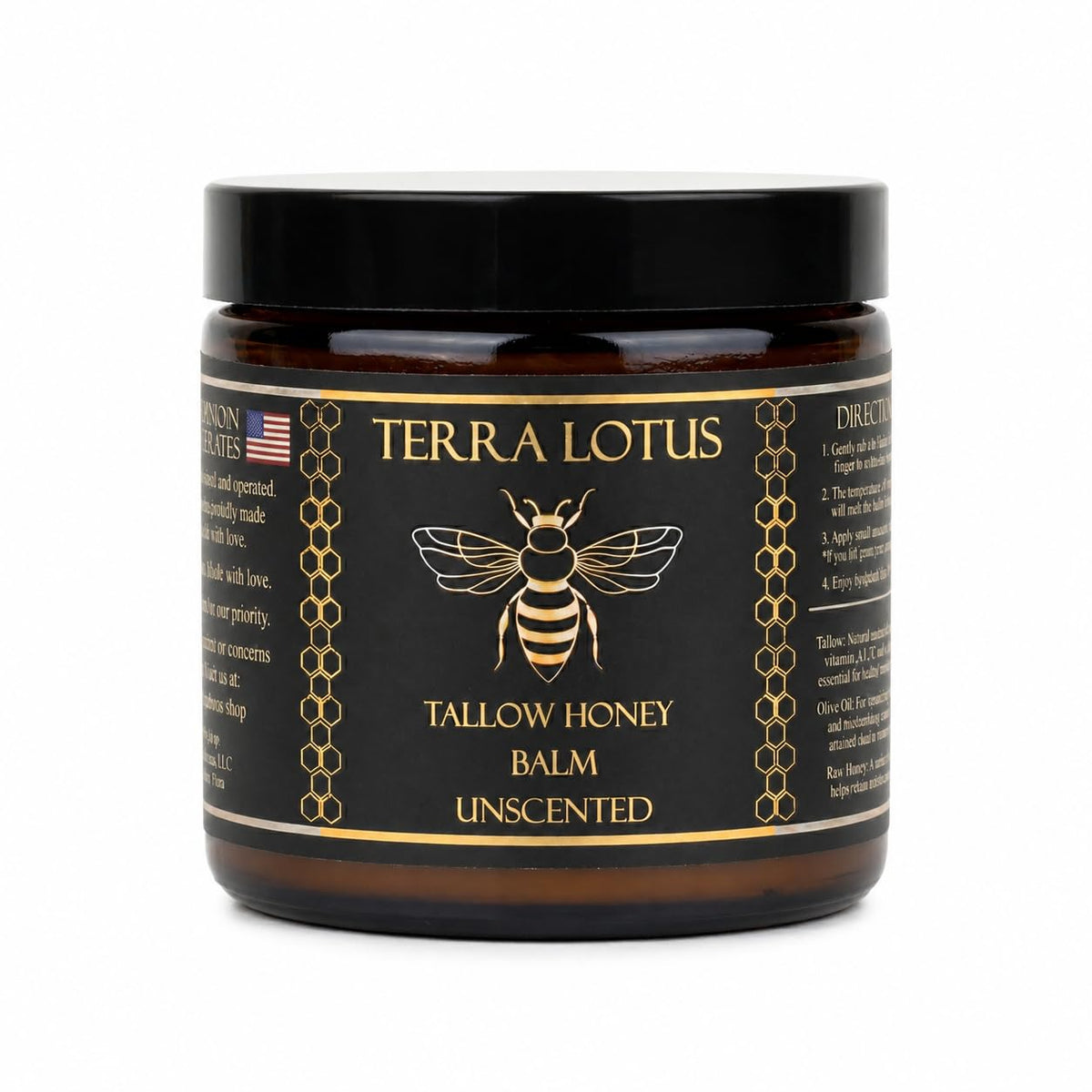 Terra Lotus front jar view showing label and natural packaging benefit clarity