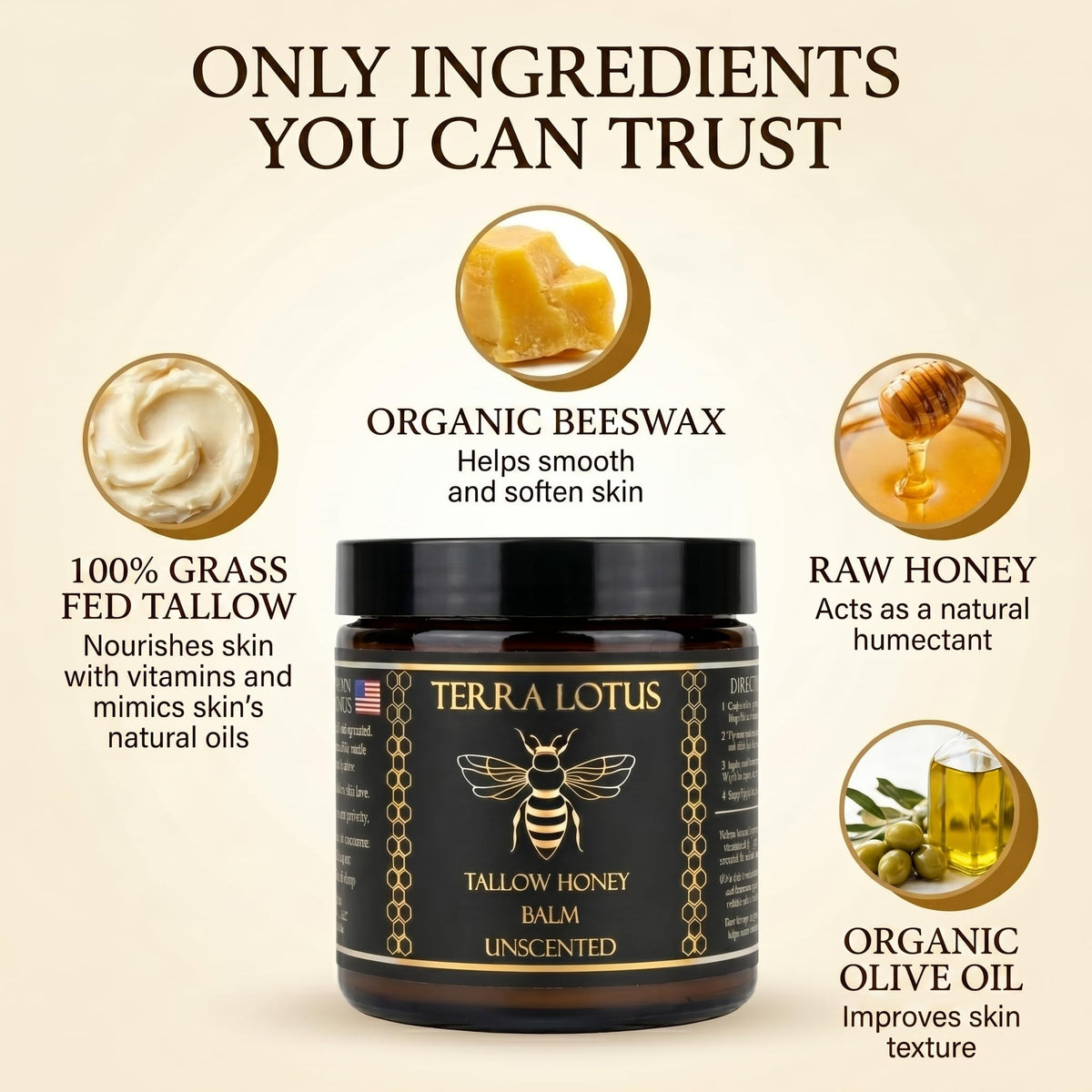 Terra Lotus raw honey dripping on spoon, emphasizes natural humectant benefit