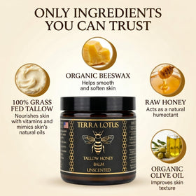 Terra Lotus raw honey dripping on spoon, emphasizes natural humectant benefit