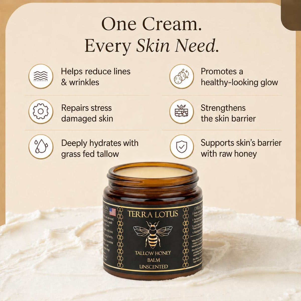 Terra Lotus label detail focusing on ingredient list and clean formulation benefit