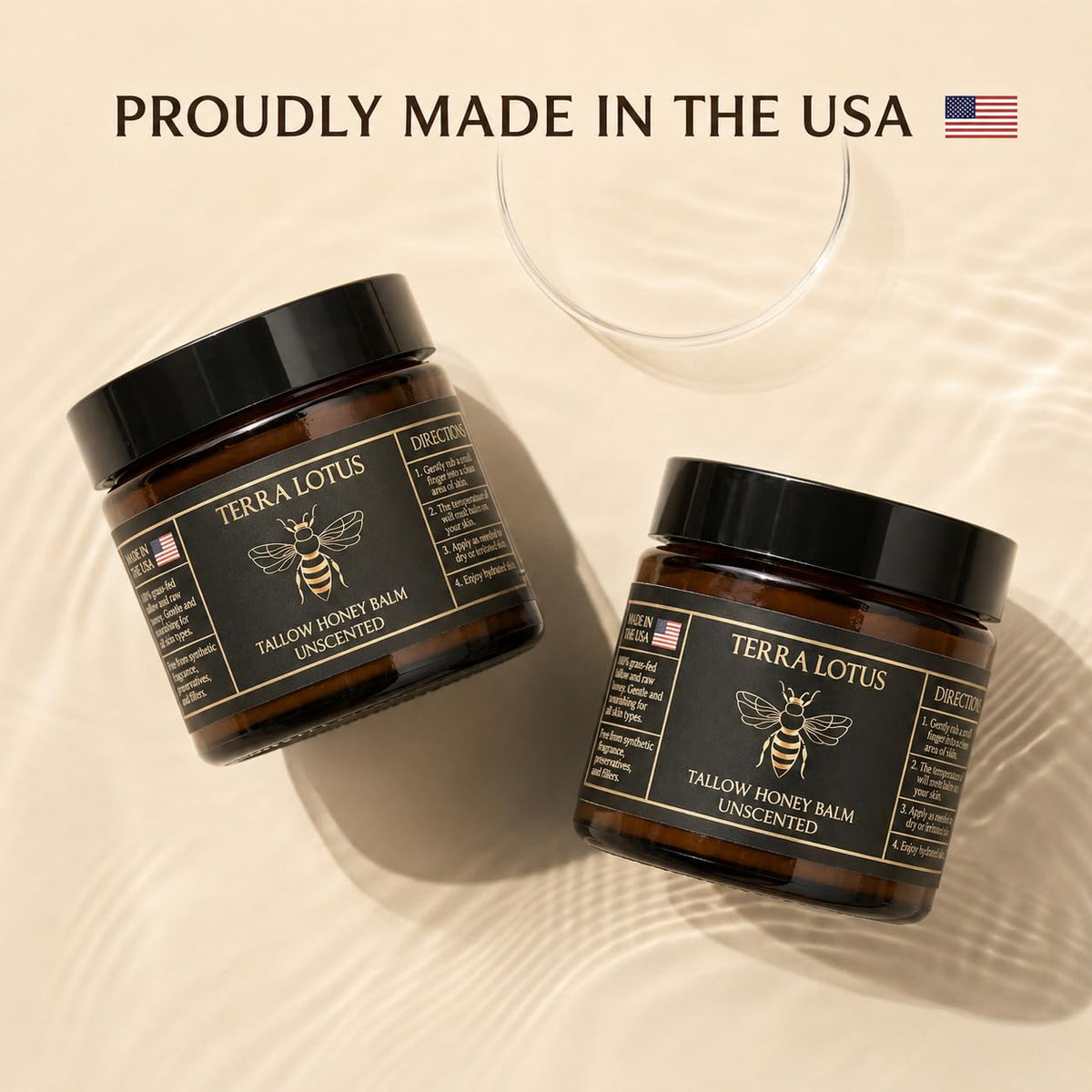 Terra Lotus jar on bathroom shelf in lifestyle shot promoting daily use
